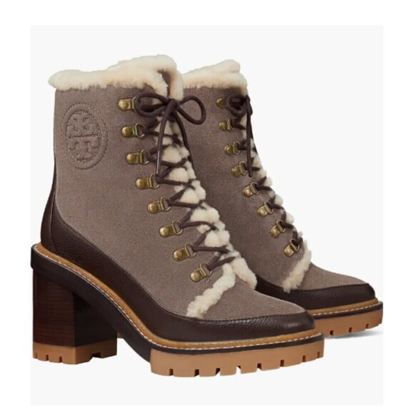 TORY BURCH Miller Shearling Lug Sole Ankle Boots 95MM Suede Leather 6.5 NIB - Picture 2 of 14